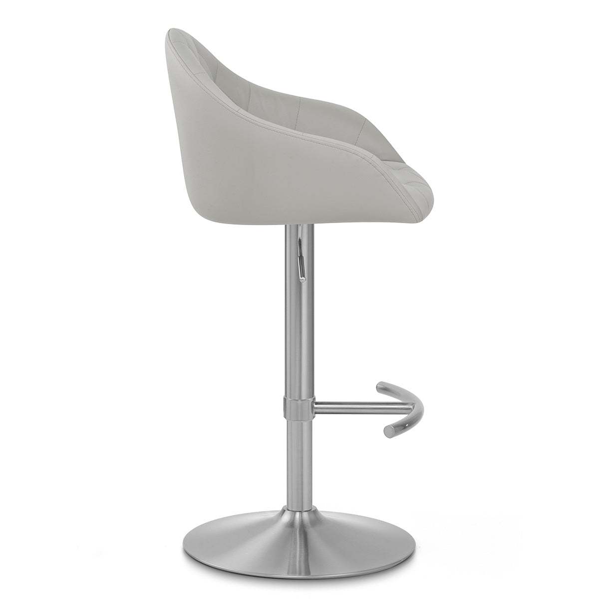 Chaise de Bar Faux Cuir Chrome Brosse - Perry Gris