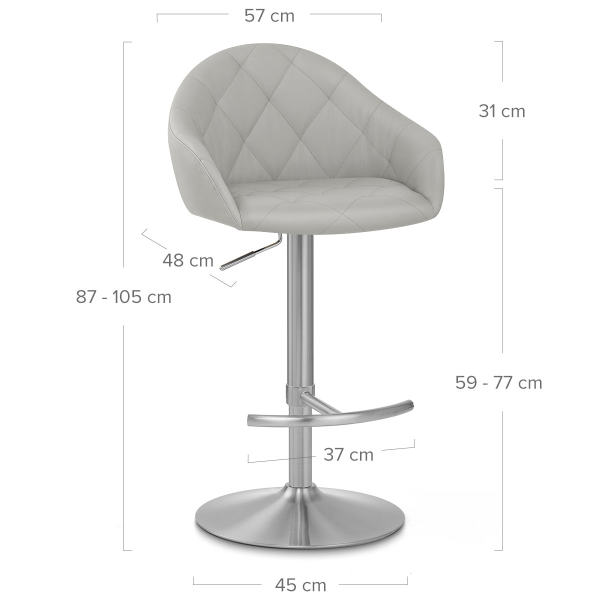 Chaise de Bar Faux Cuir Chrome Brosse - Perry Gris