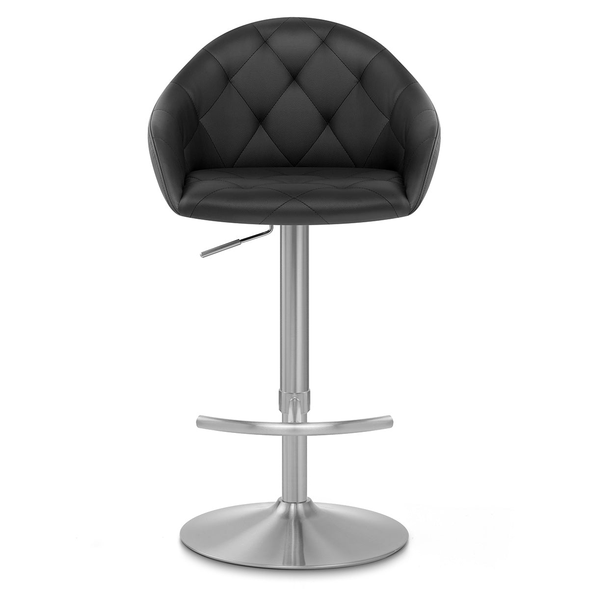 Chaise de Bar Cuir Veritable Chrome Brosse - Perry Noir