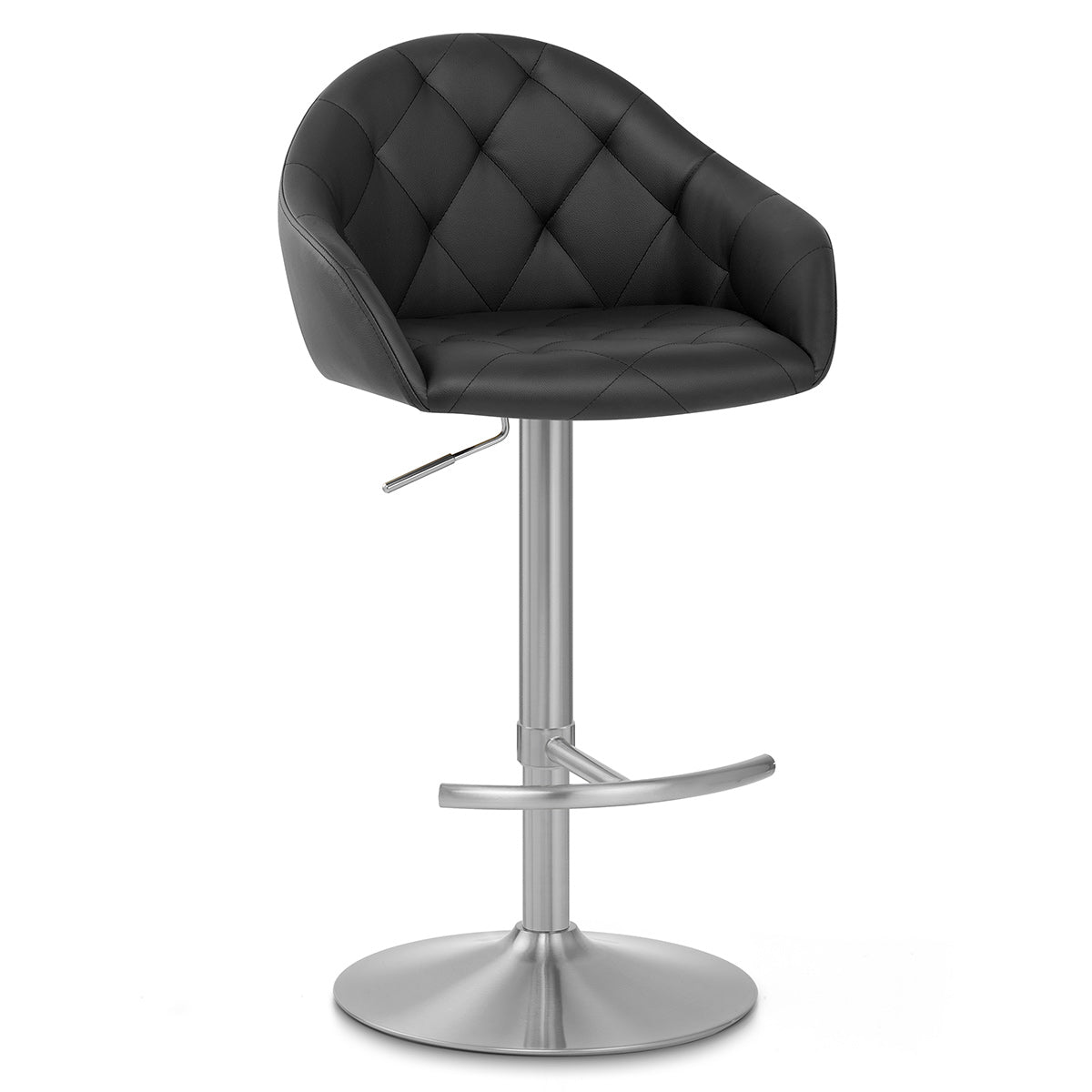 Chaise de Bar Cuir Veritable Chrome Brosse - Perry Noir