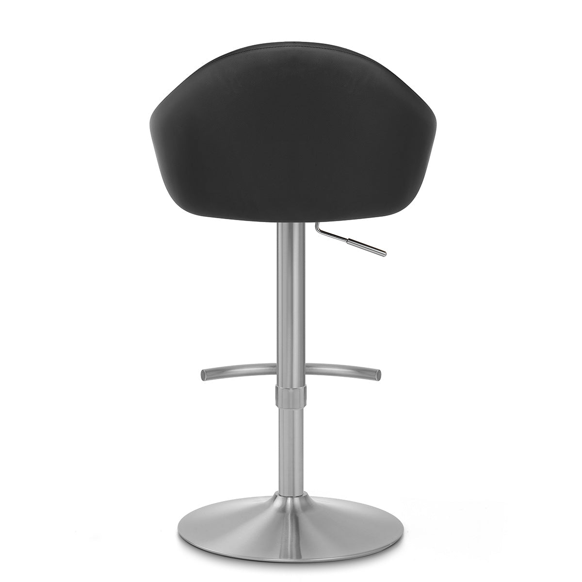 Chaise de Bar Cuir Veritable Chrome Brosse - Perry Noir