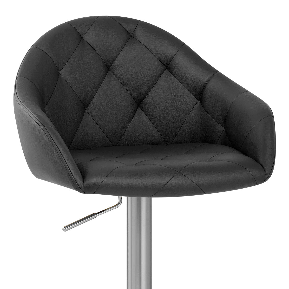 Chaise de Bar Cuir Veritable Chrome Brosse - Perry Noir