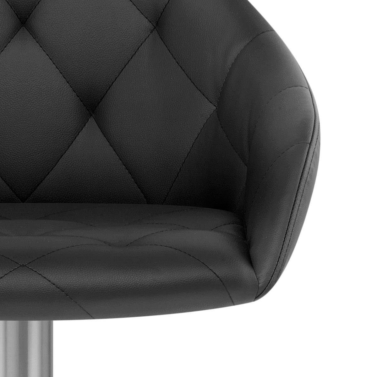 Chaise de Bar Cuir Veritable Chrome Brosse - Perry Noir