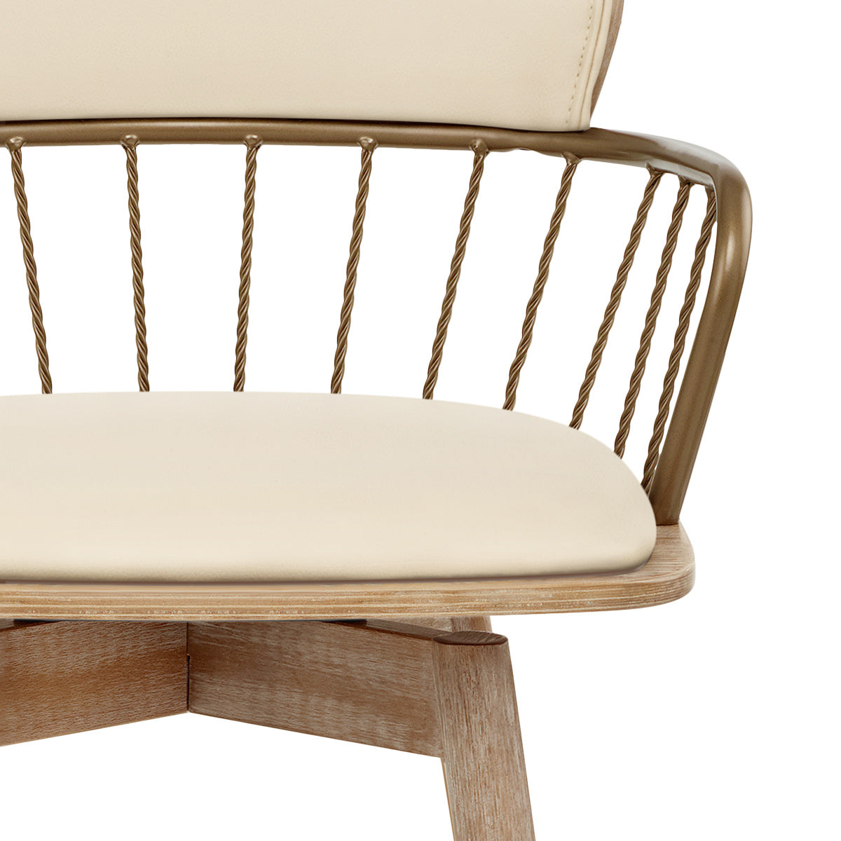 Opera Bar Stool Oak & Cream Real Leather