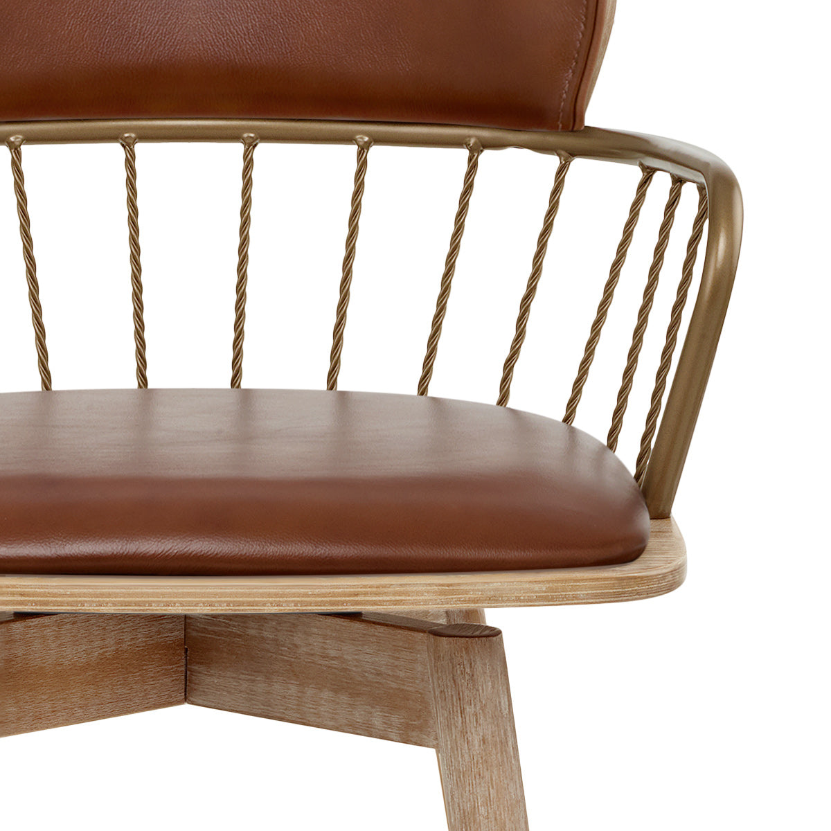 Tabouret de Bar Bois Cuir Véritable - Opera Marron