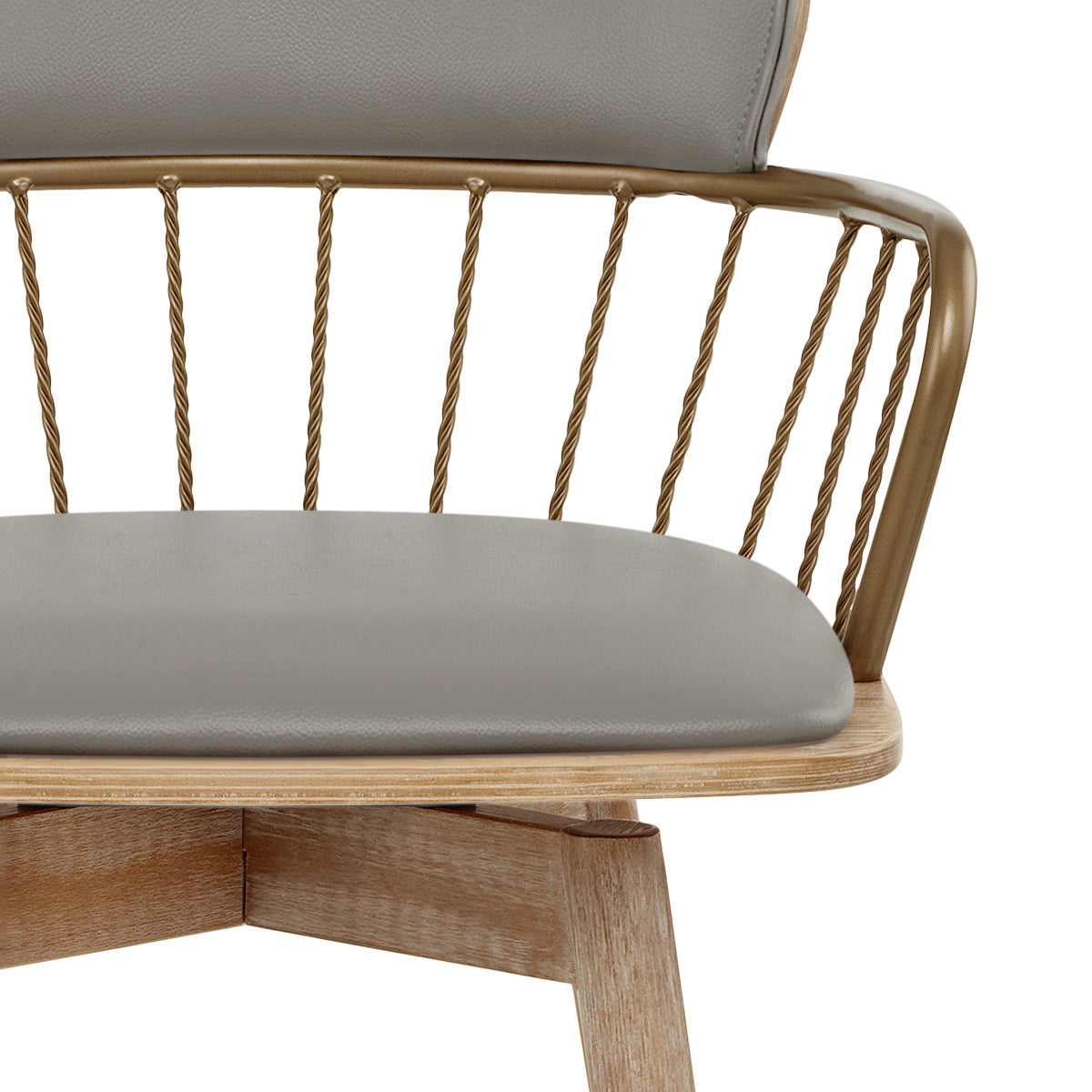 Opera Bar Stool Oak & Grey Real Leather