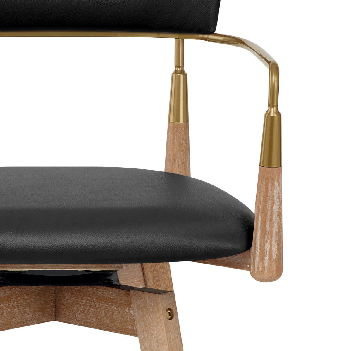 Tabouret de Bar Bois Cuir Véritable - Reed Noir