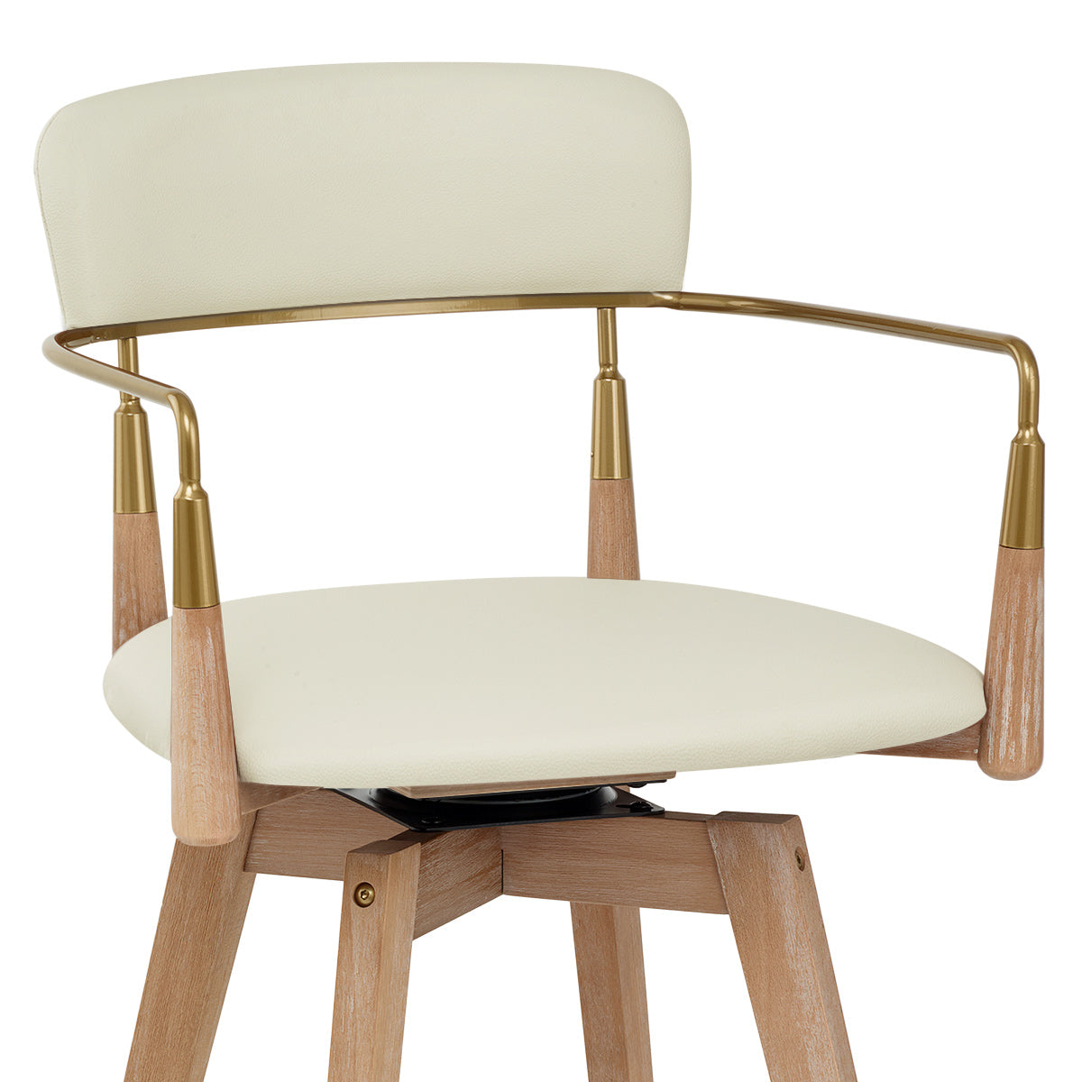 Tabouret de Bar Bois Cuir Véritable - Reed Crème