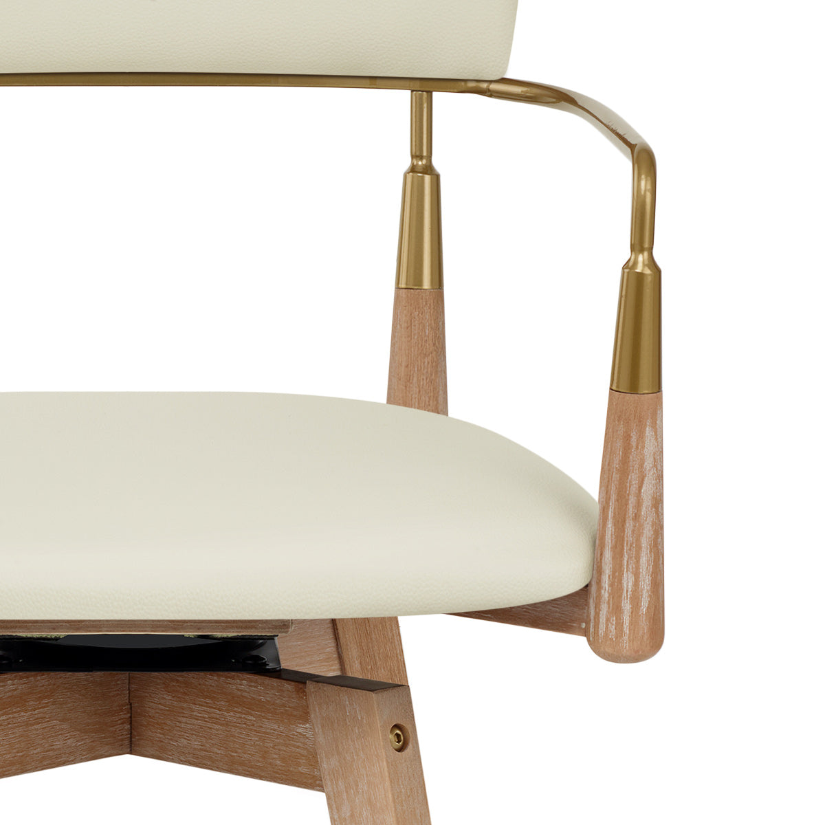 Tabouret de Bar Bois Cuir Véritable - Reed Crème