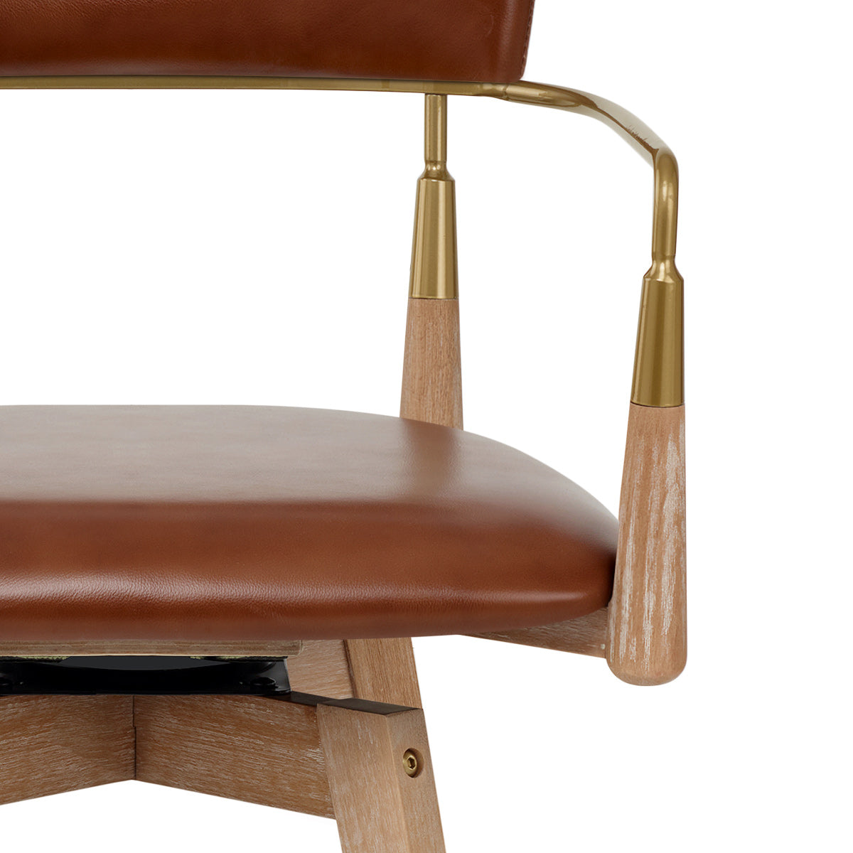 Tabouret de Bar Bois Cuir Véritable - Reed Marron