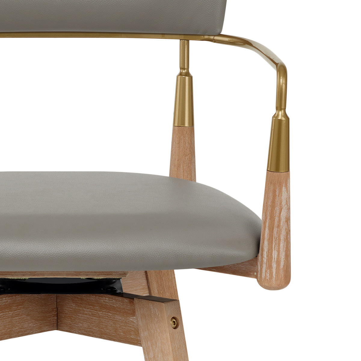 Tabouret de Bar Bois Cuir Véritable - Reed Gris