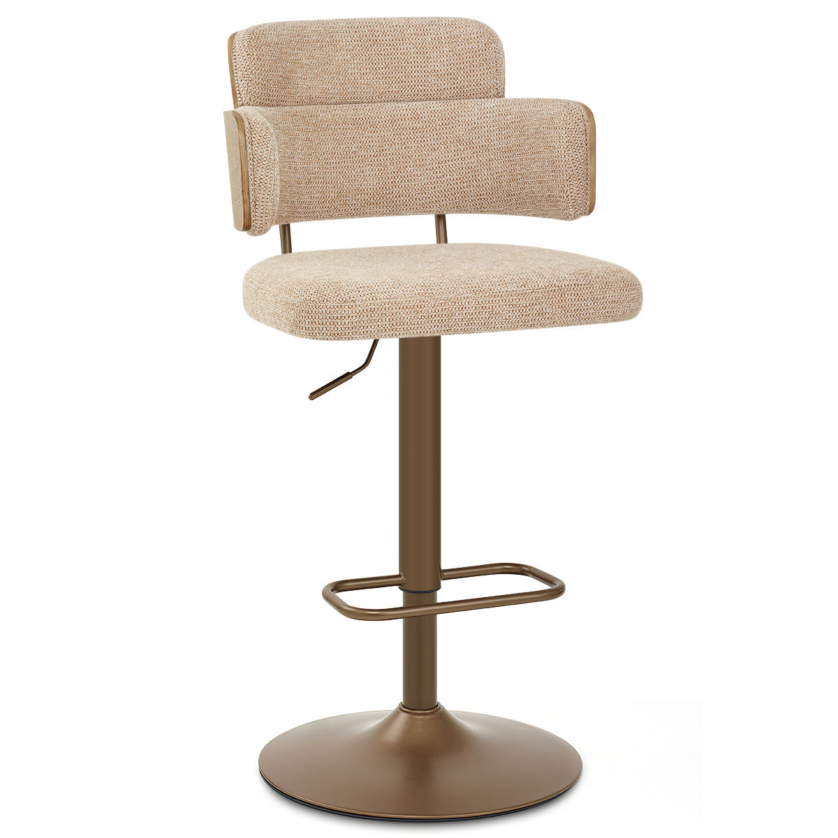 Tabouret de Bar Cuivre Tissu - Logan Crème
