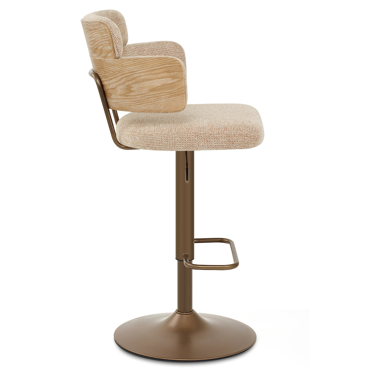 Tabouret de Bar Cuivre Tissu - Logan Crème