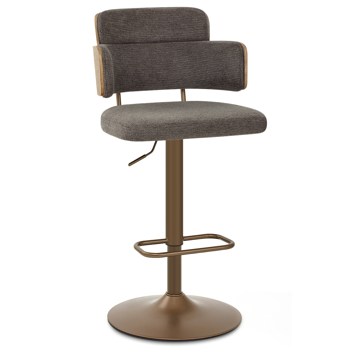 Tabouret de Bar Cuivre Tissu - Logan Gris