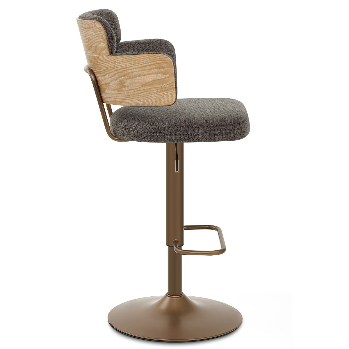 Tabouret de Bar Cuivre Tissu - Logan Gris