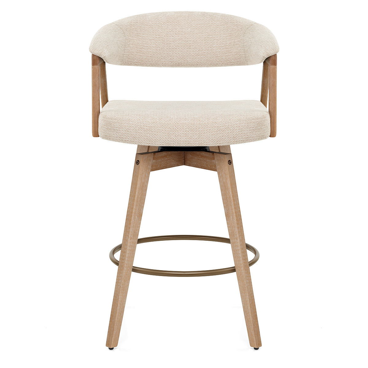 Tabouret de Bar Bois Tissu - Falco Crème