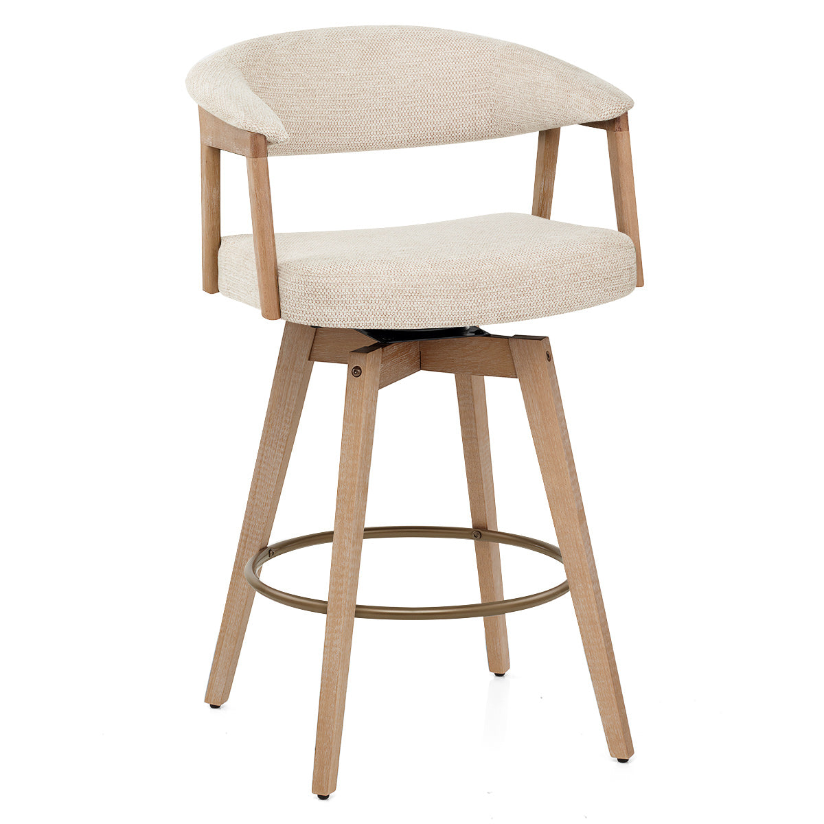 Tabouret de Bar Bois Tissu - Falco Crème