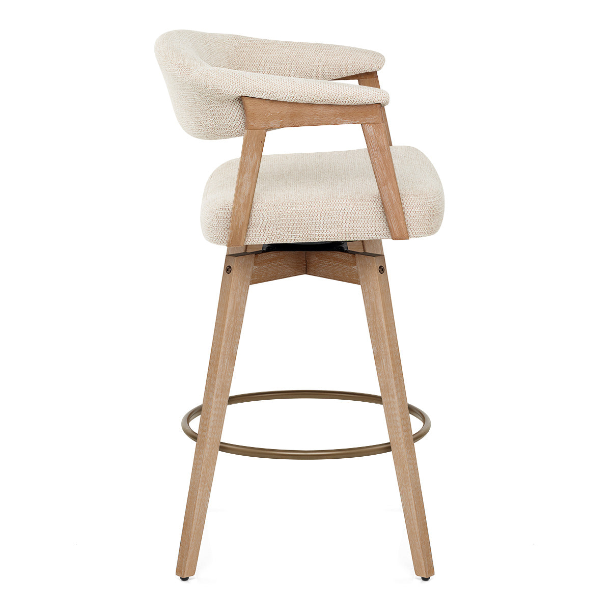 Tabouret de Bar Bois Tissu - Falco Crème