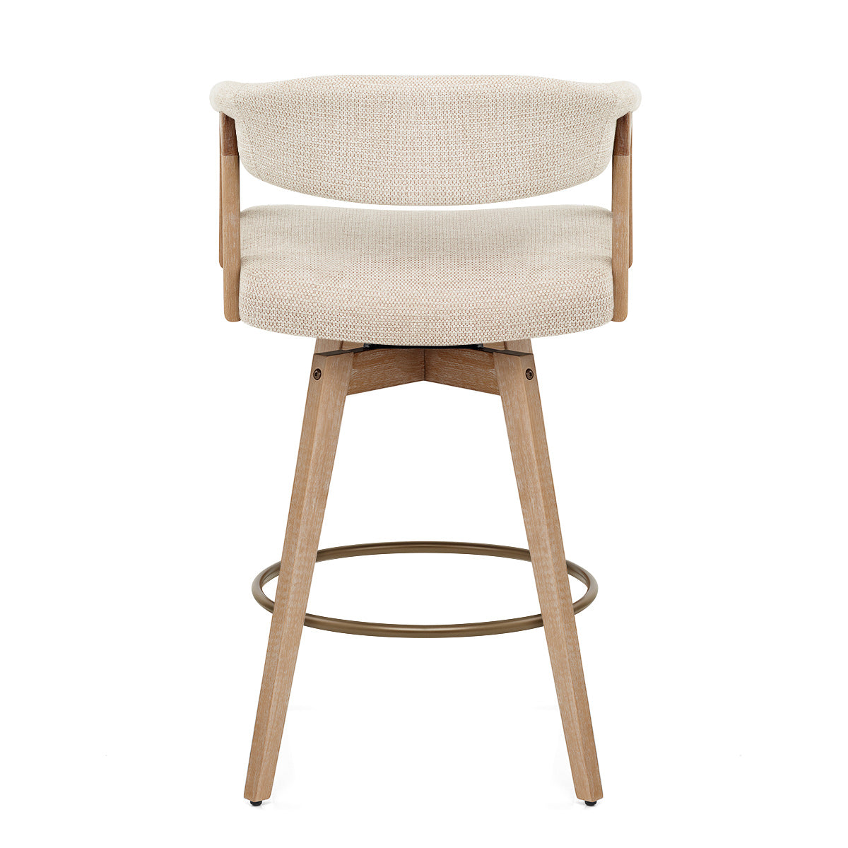 Tabouret de Bar Bois Tissu - Falco Crème