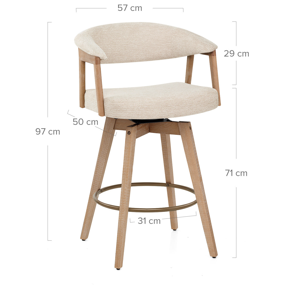 Tabouret de Bar Bois Tissu - Falco Crème