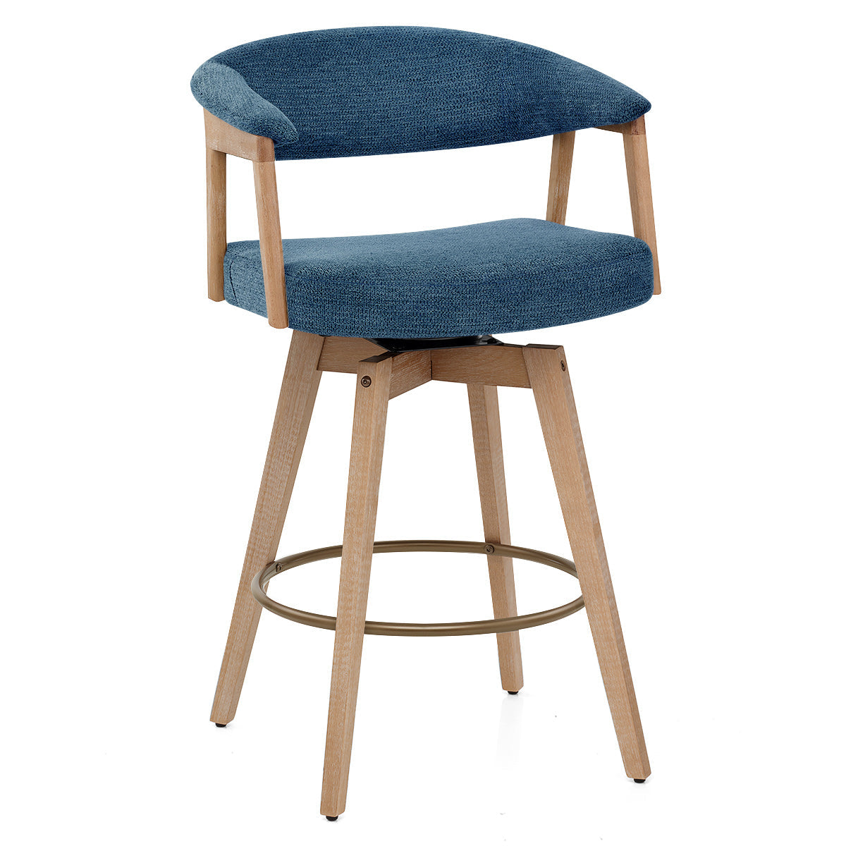 Tabouret de Bar Bois Tissu - Falco Bleu