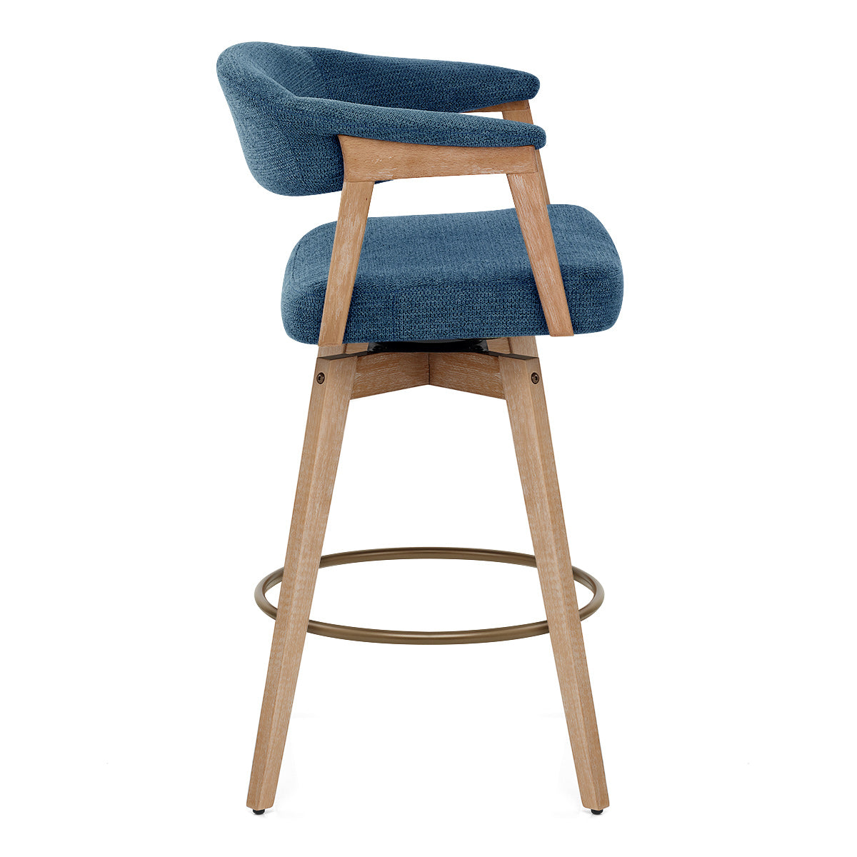Tabouret de Bar Bois Tissu - Falco Bleu