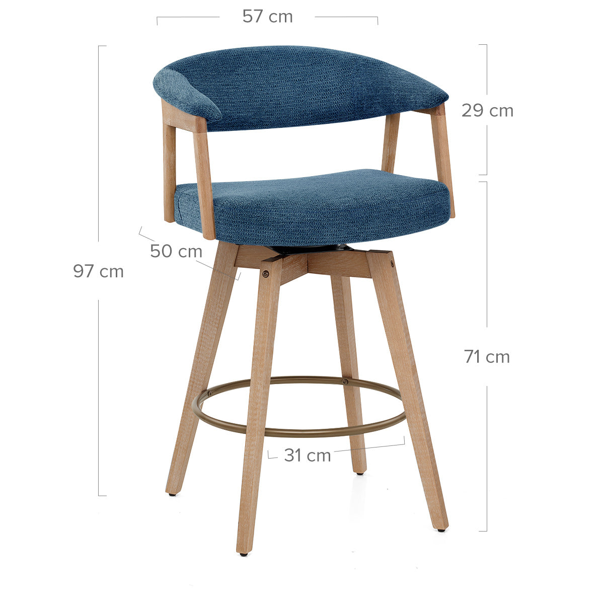 Tabouret de Bar Bois Tissu - Falco Bleu