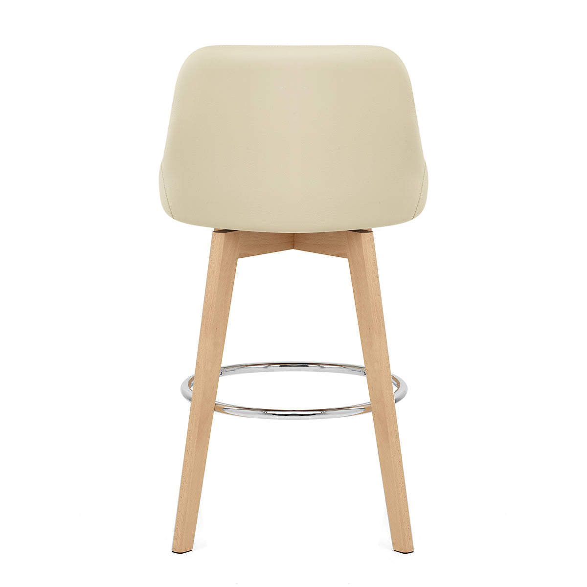 Tabouret de Bar Cuir Veritable Bois - Hamilton Crème