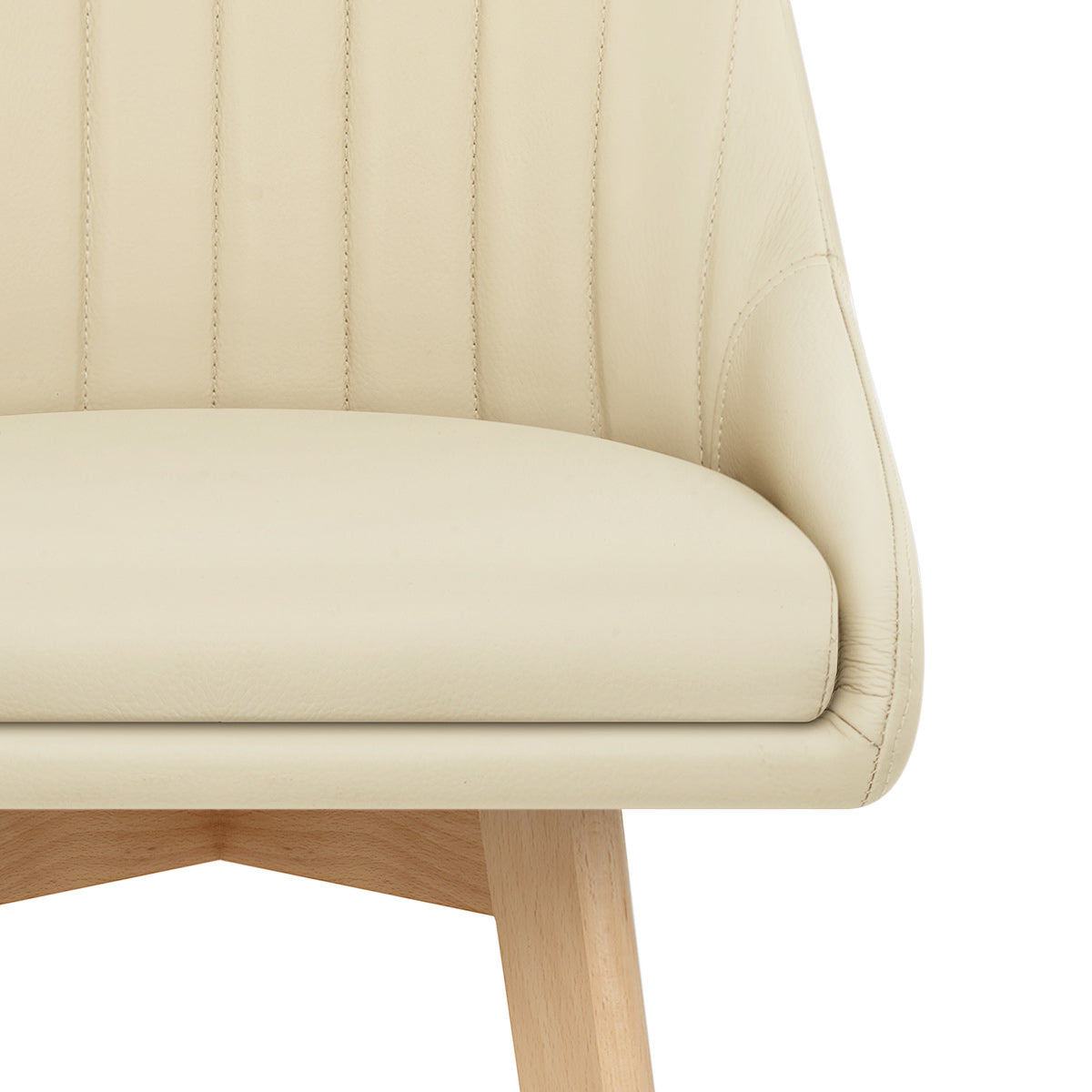 Tabouret de Bar Cuir Veritable Bois - Hamilton Crème