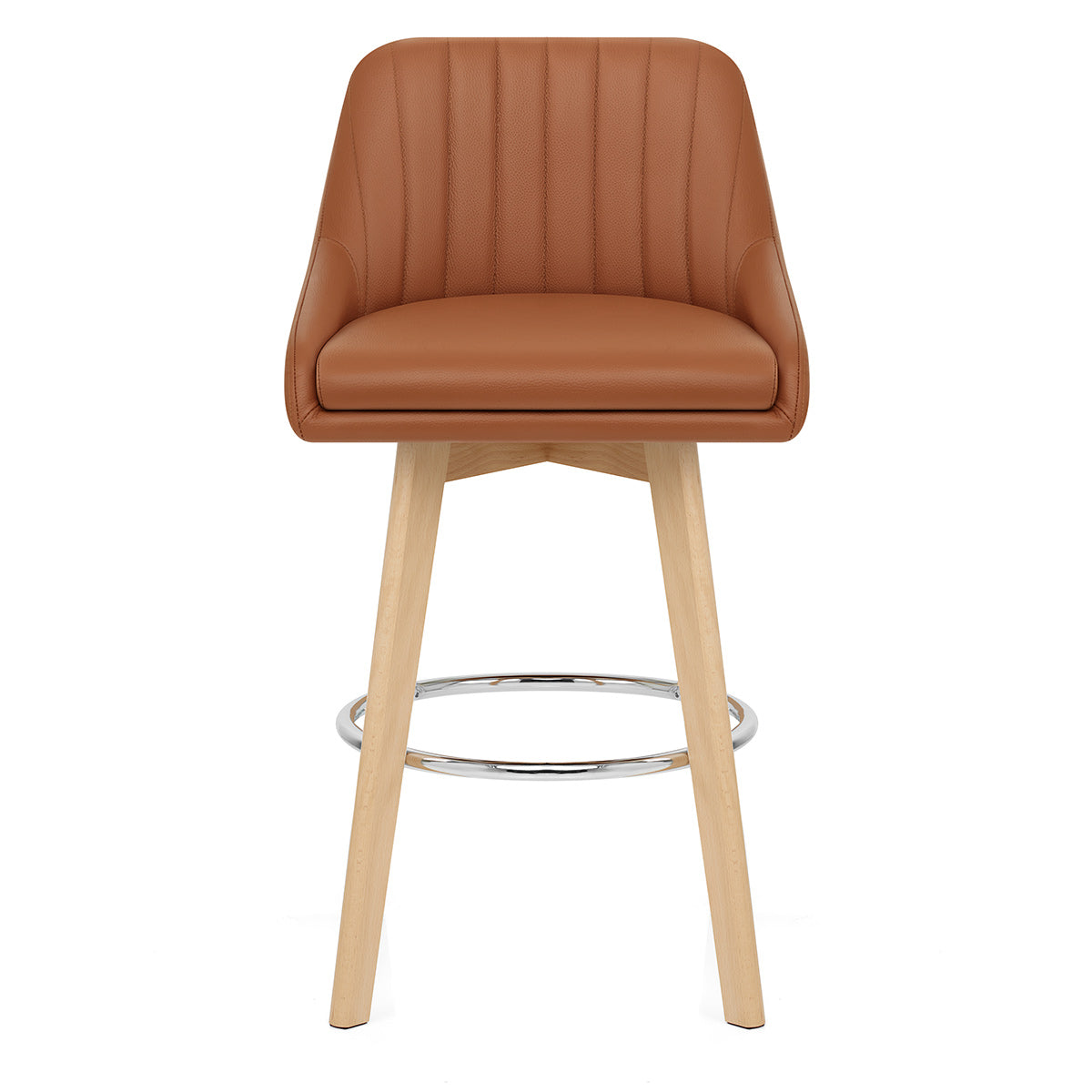 Tabouret de Bar Cuir Veritable Bois - Hamilton Marron