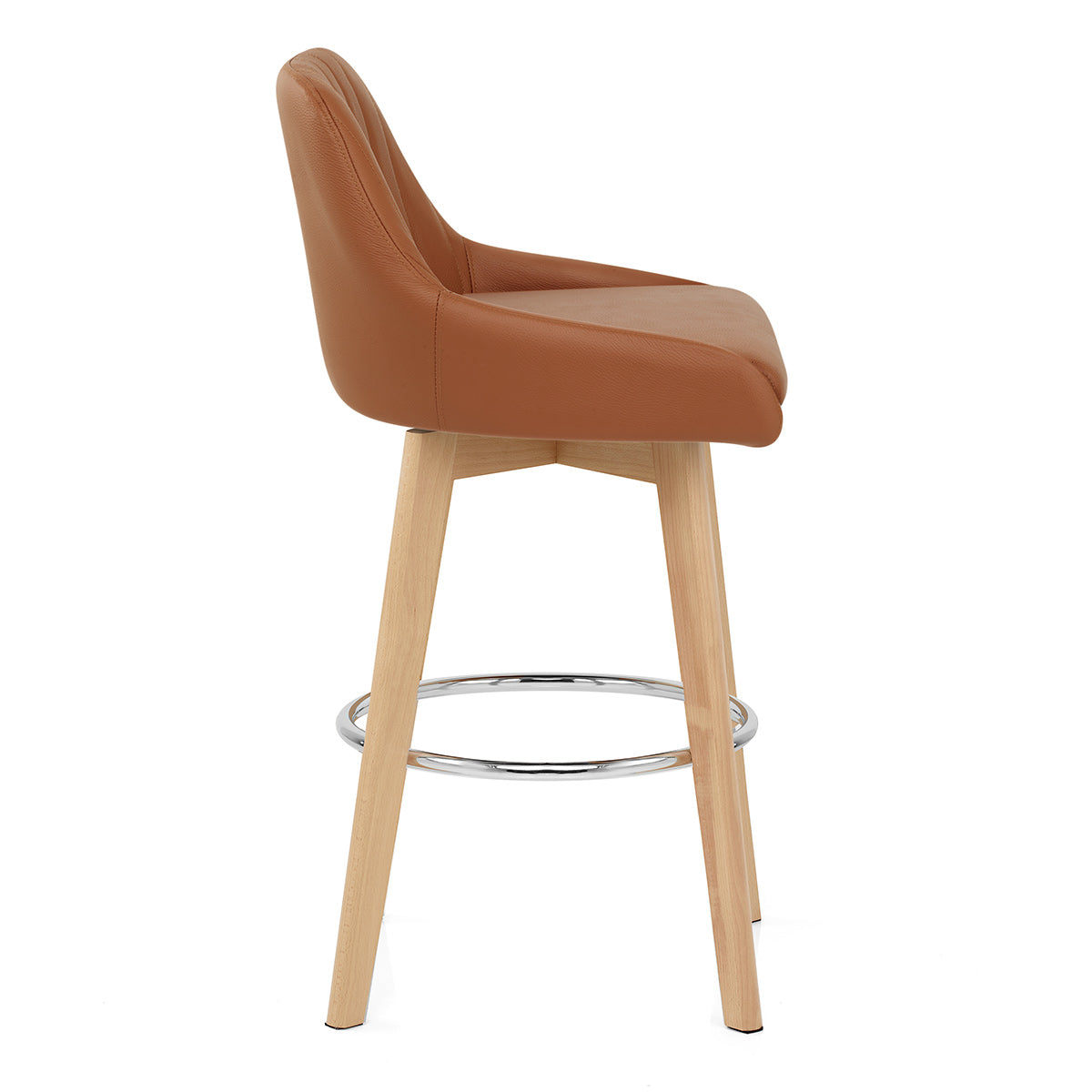 Tabouret de Bar Cuir Veritable Bois - Hamilton Marron