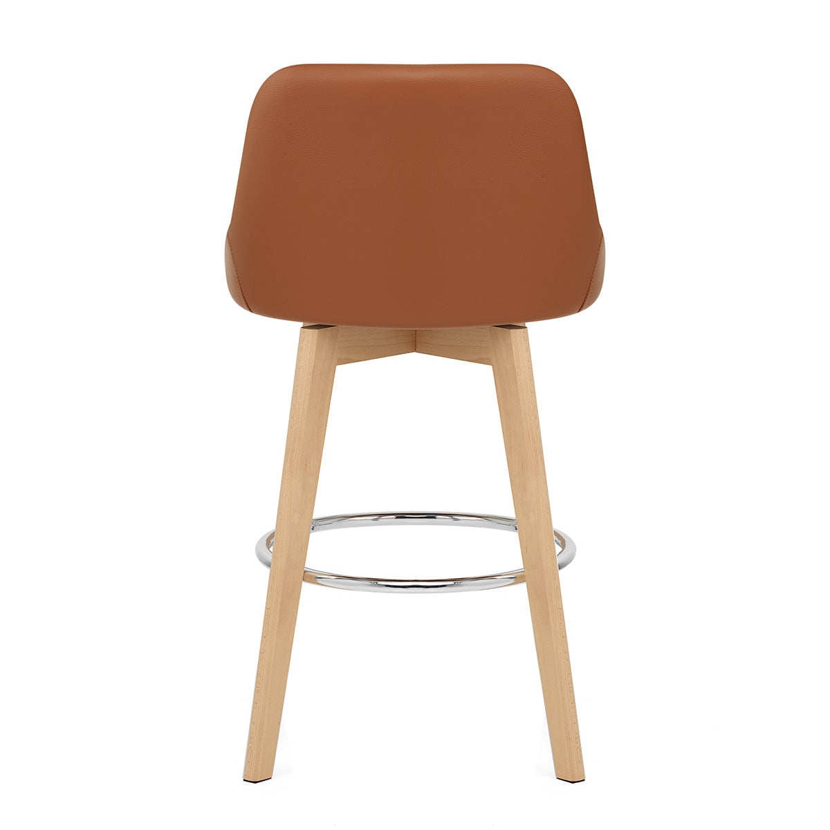 Tabouret de Bar Cuir Veritable Bois - Hamilton Marron