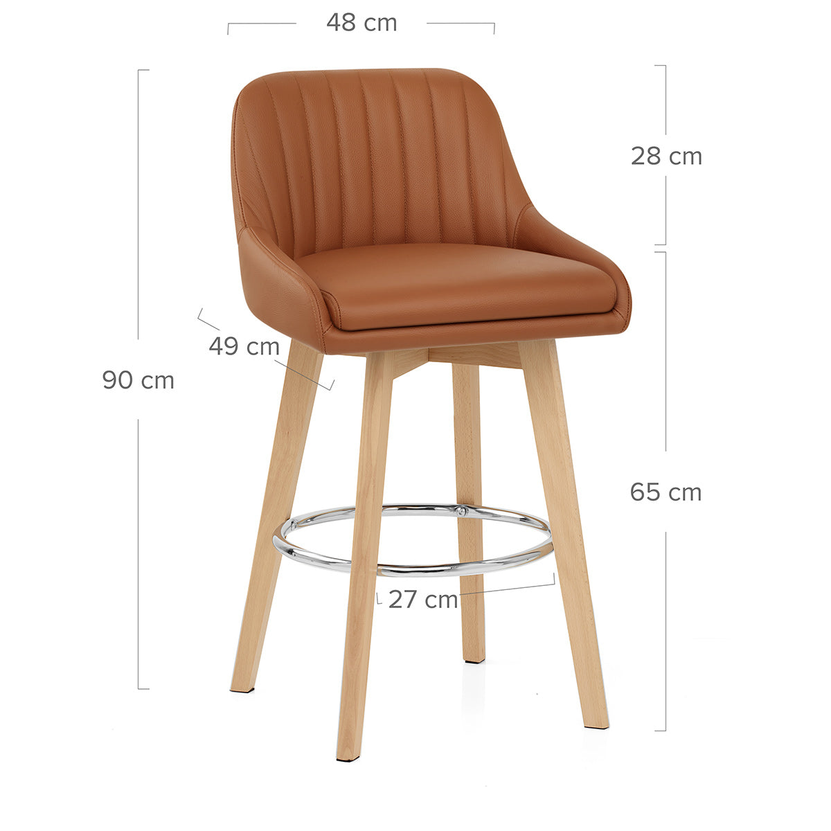 Tabouret de Bar Cuir Veritable Bois - Hamilton Marron