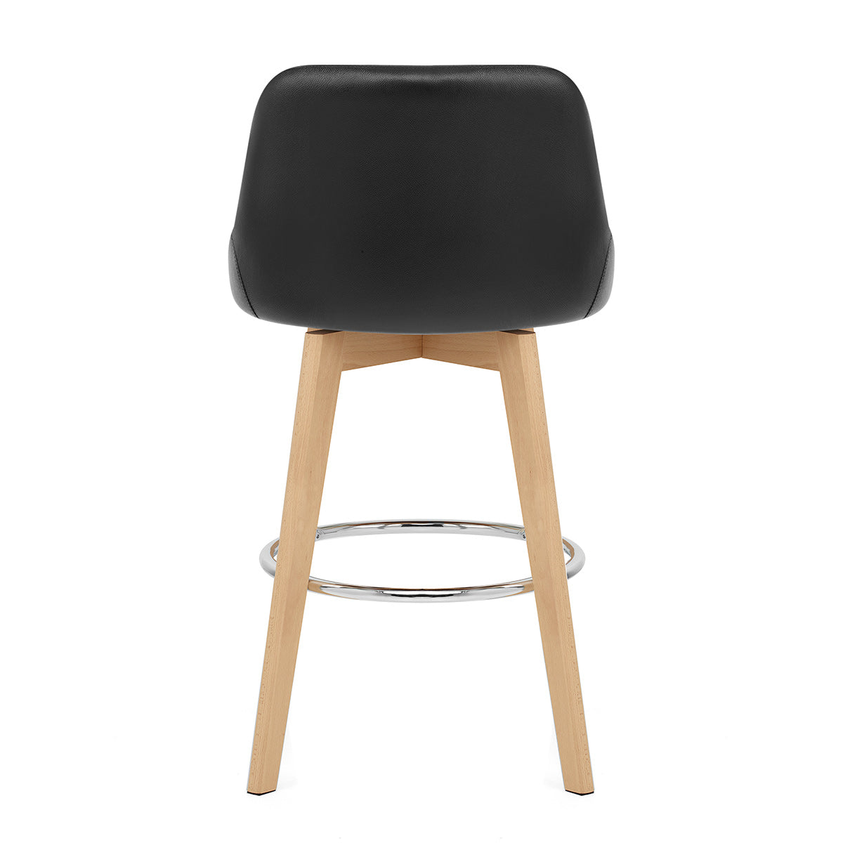 Tabouret de Bar Cuir Veritable Bois - Hamilton Noir