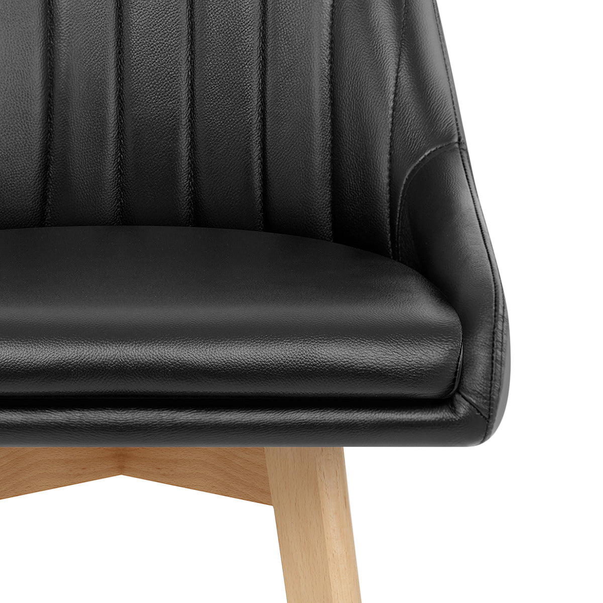 Tabouret de Bar Cuir Veritable Bois - Hamilton Noir