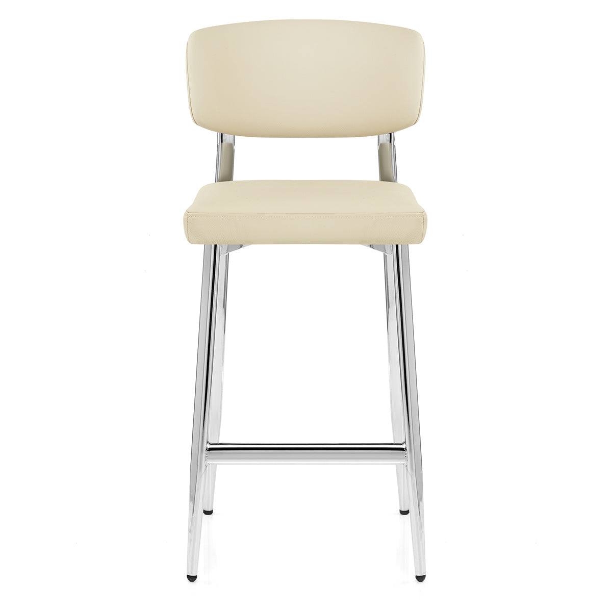 Tabouret Cuir Veritable Chrome - Parker Crème
