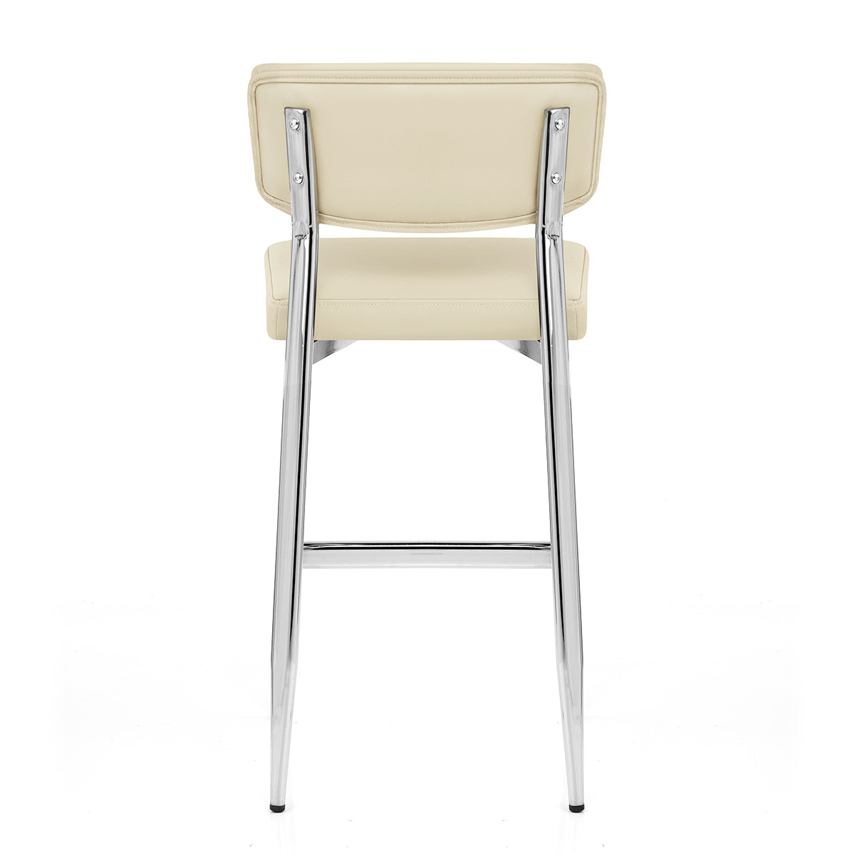 Tabouret Cuir Veritable Chrome - Parker Crème