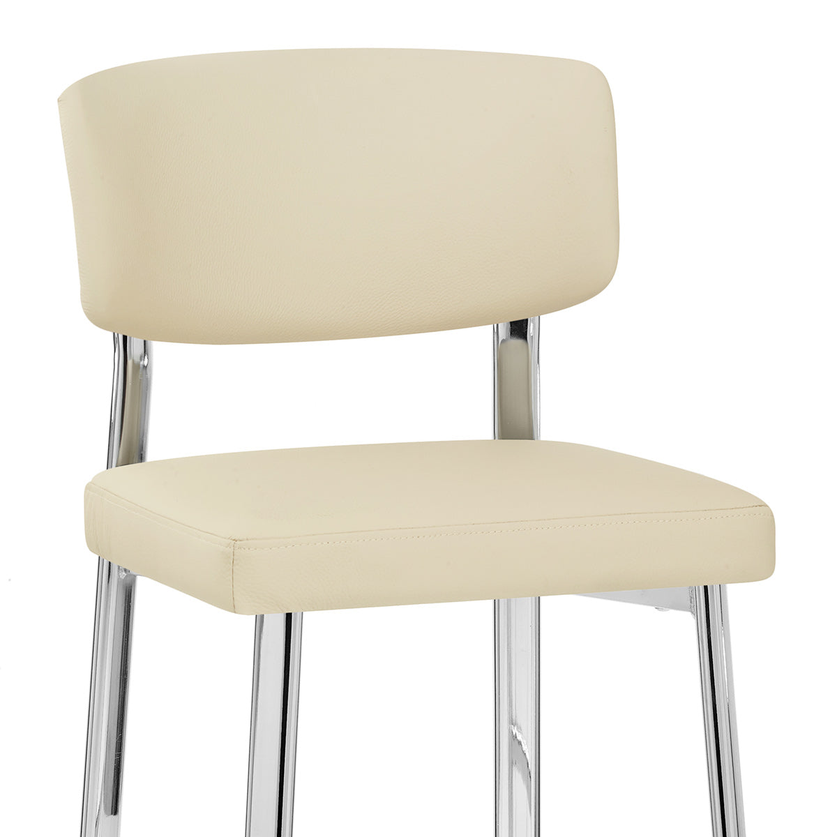 Tabouret Cuir Veritable Chrome - Parker Crème