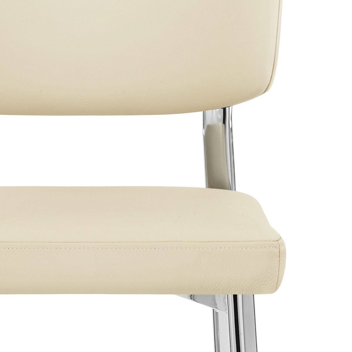 Tabouret Cuir Veritable Chrome - Parker Crème