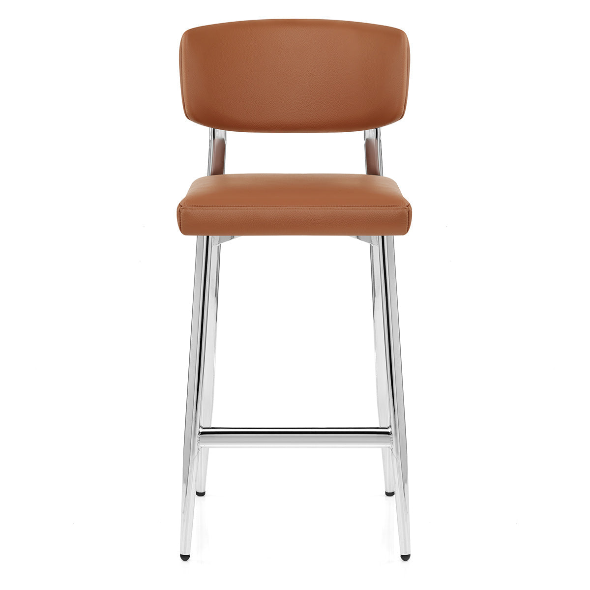 Tabouret Cuir Veritable Chrome - Parker Marron