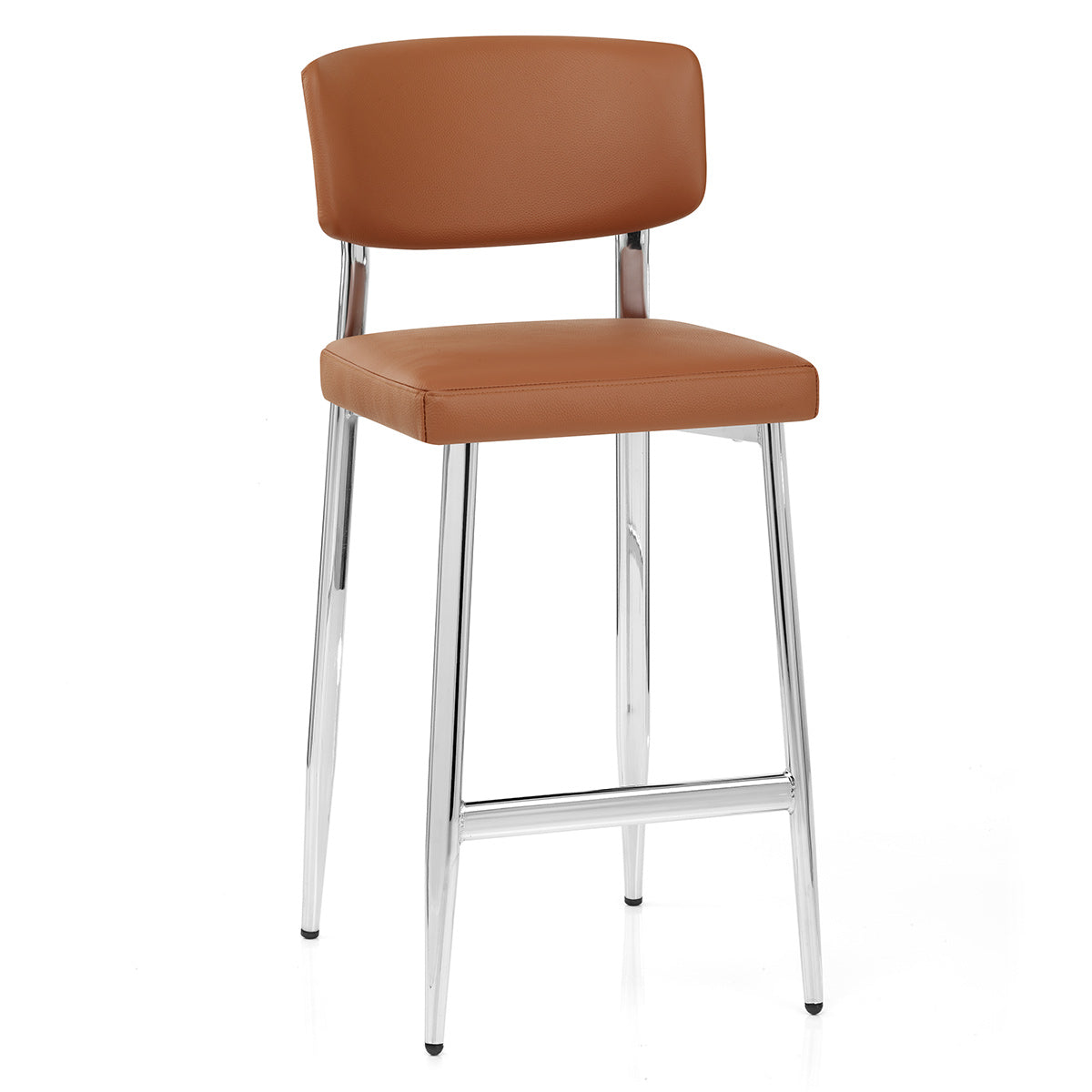 Tabouret Cuir Veritable Chrome - Parker Marron