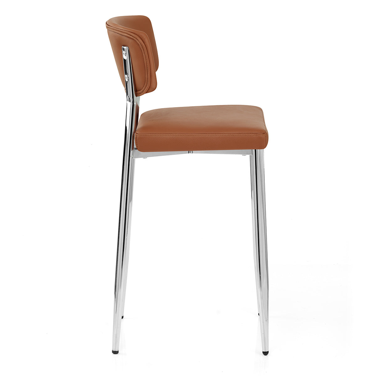 Tabouret Cuir Veritable Chrome - Parker Marron