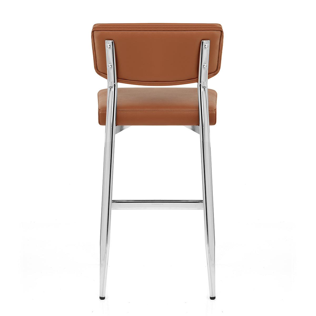 Tabouret Cuir Veritable Chrome - Parker Marron