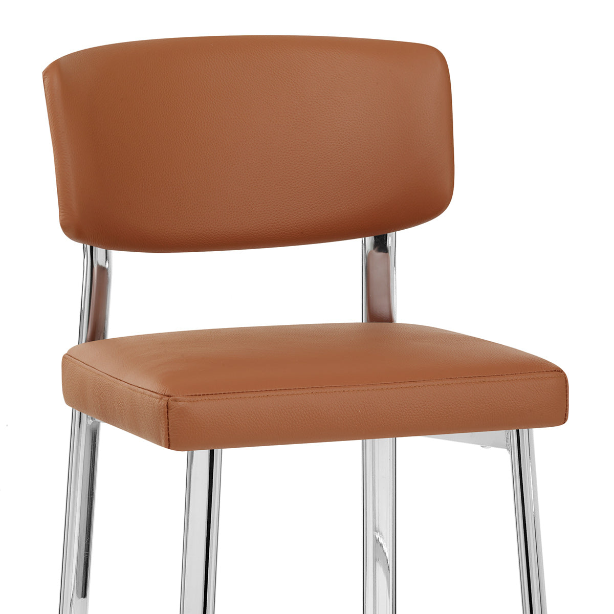 Tabouret Cuir Veritable Chrome - Parker Marron