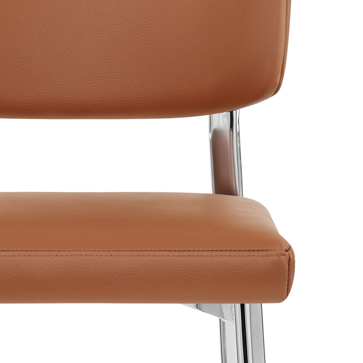 Tabouret Cuir Veritable Chrome - Parker Marron