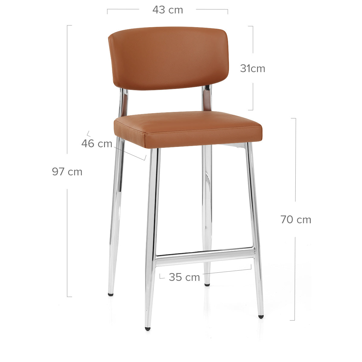 Tabouret Cuir Veritable Chrome - Parker Marron