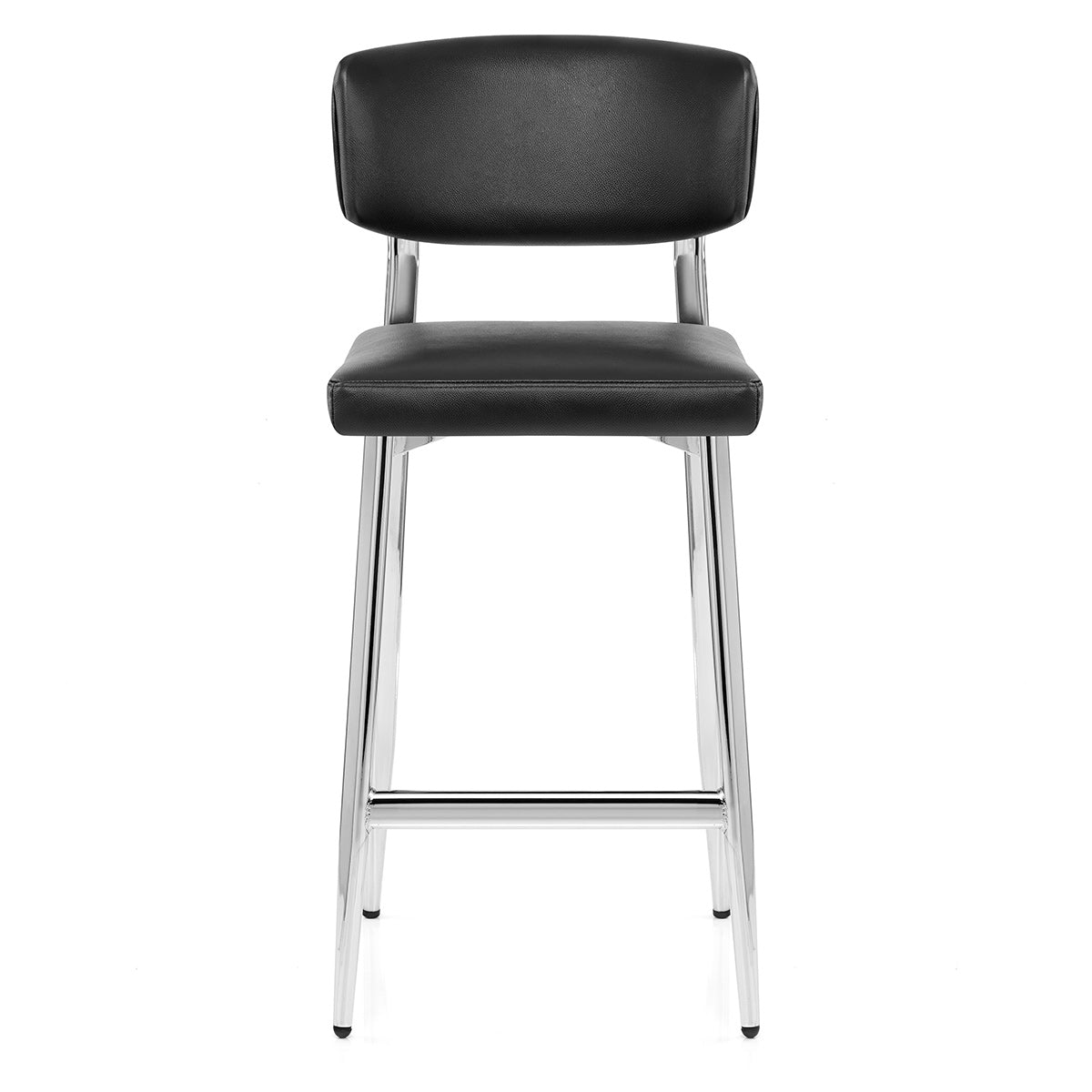 Tabouret Cuir Veritable Chrome - Parker Noir