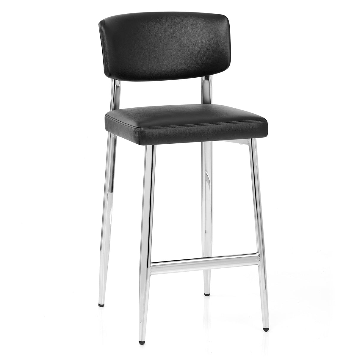 Tabouret Cuir Veritable Chrome - Parker Noir