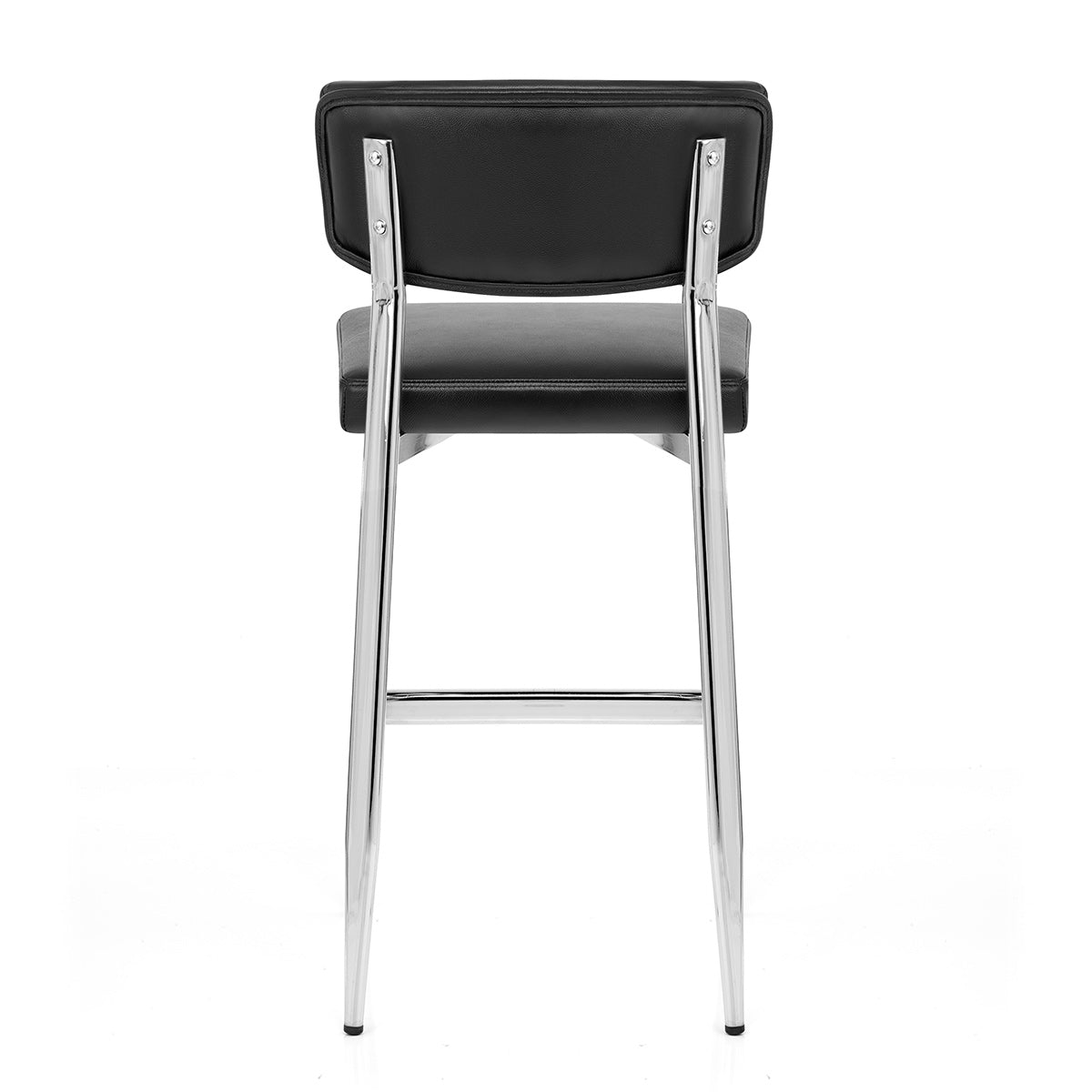 Tabouret Cuir Veritable Chrome - Parker Noir