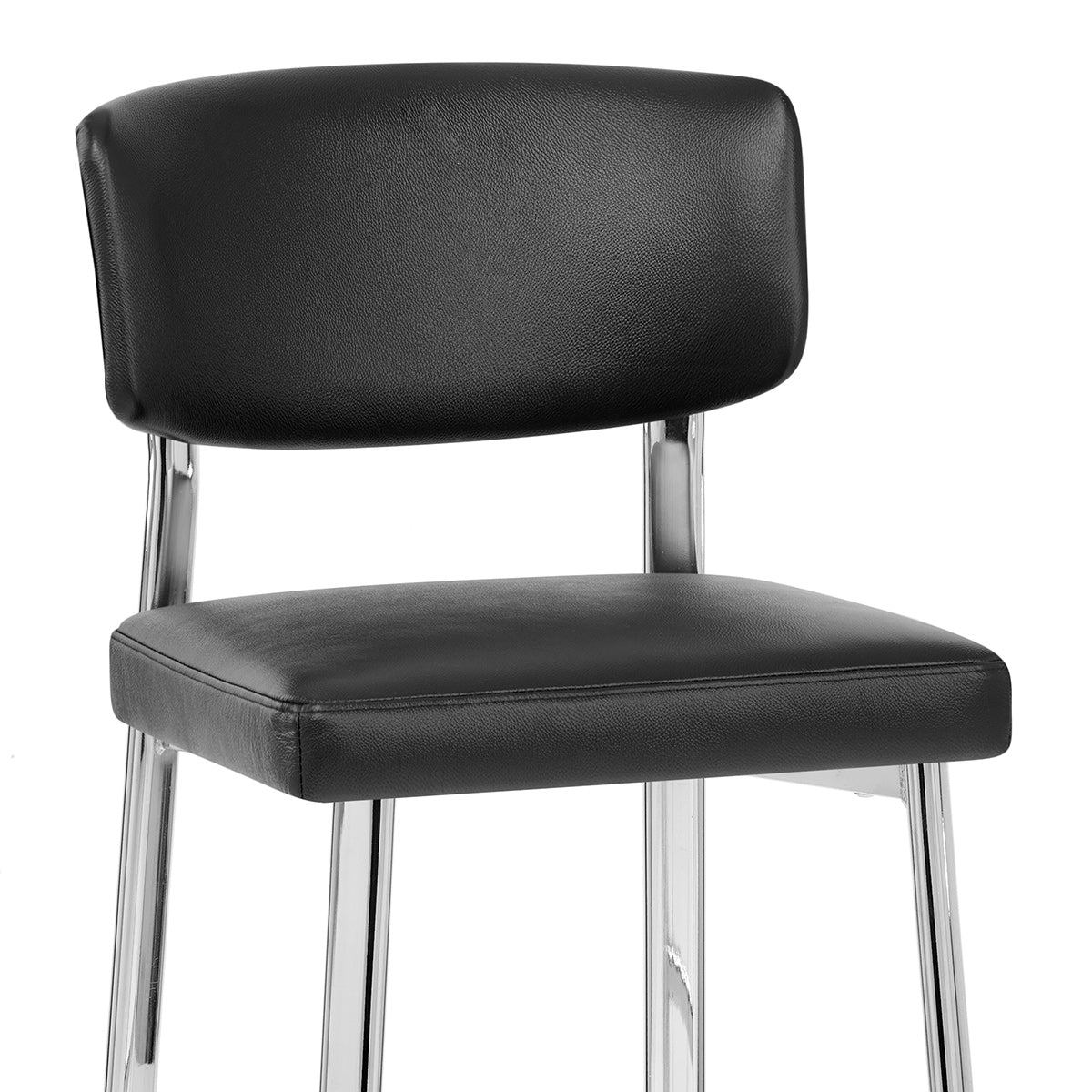 Tabouret Cuir Veritable Chrome - Parker Noir